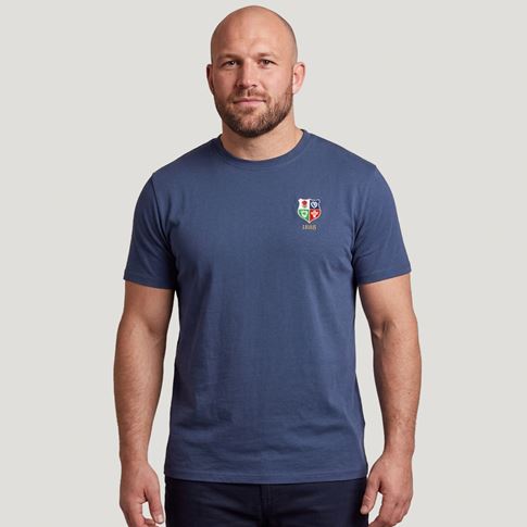 Lions1888 Mens Cotton T-Shirt Petrol Blue - Model Front View