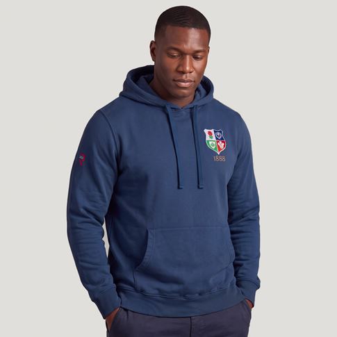 Lions1888 Adults Cotton Hoodie Petrol Blue - Model Front View