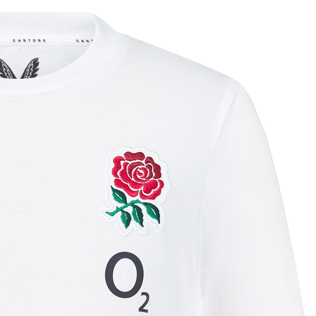 England Kids Off Pitch T-Shirt 26/27 Brilliant White - RFU Rose View