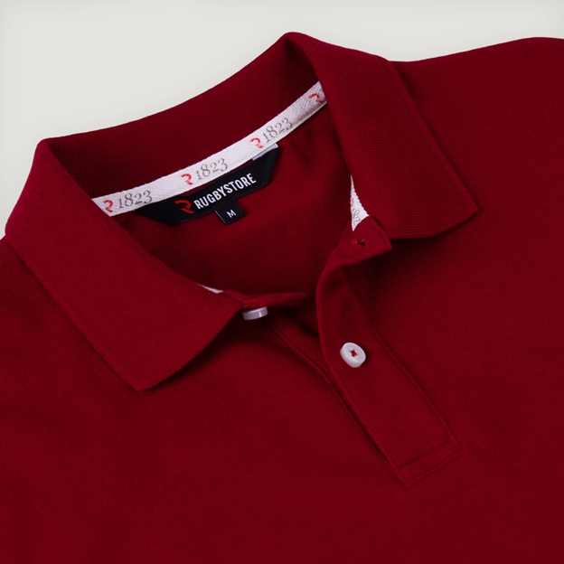 England Heritage Pure Cotton Polo Claret - Collar Close-up