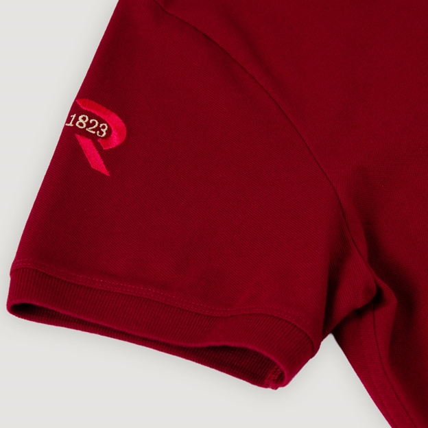 England Heritage Pure Cotton Polo Claret - Sleeve Close-up