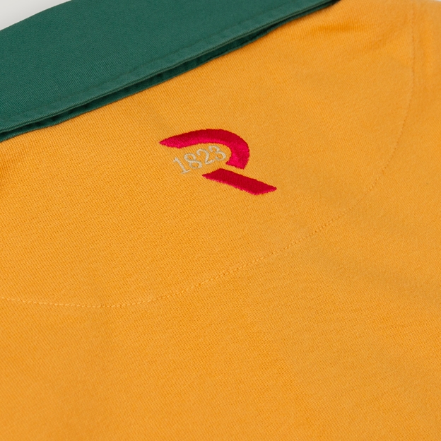 Australia Mens 1899 Origins Crest Rugby Shirt Long Sleeve Gold - Rugby 1823 Logo Embroidery