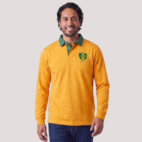 Brazil 1891 Rugby Shirt Gold - Model Front View