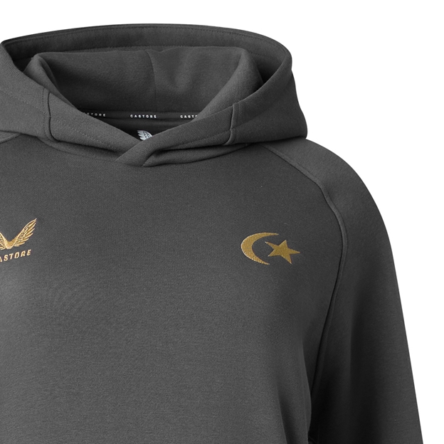 Saracens Mens 150th Anniversary Hoodie 26/27 Gunmetal - Saracens Logo Close-up
