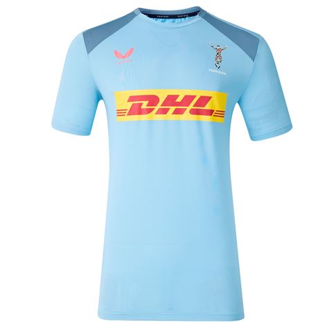 Harlequins Mens Performance T-Shirt 26/27 Glacier Lake and Blue Mirage - Front View