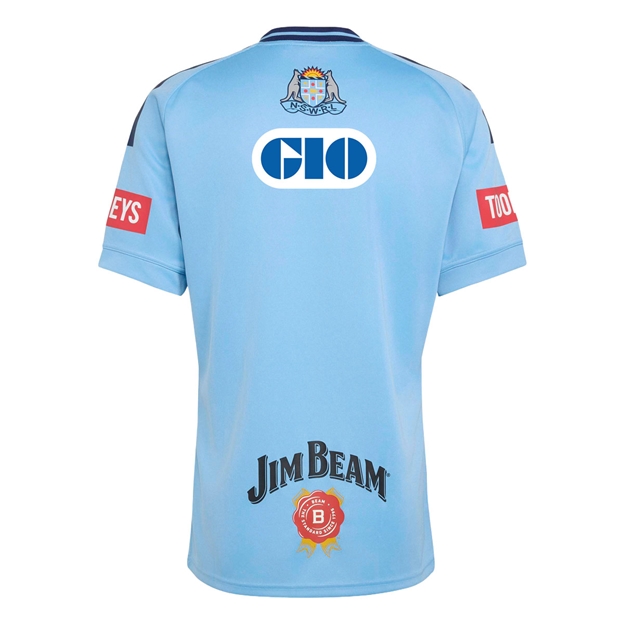 New South Wales Blues Mens Home Rugby Shirt 26/27 Light Blue - Back View