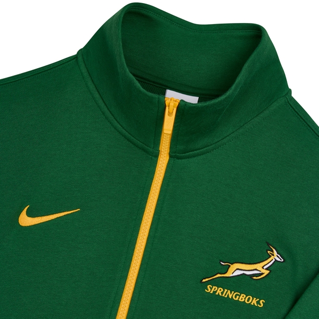 South Africa Springboks Mens Half Zip Sweatshirt 26/27 Gorge Green - Flatlay Detail Close-up
