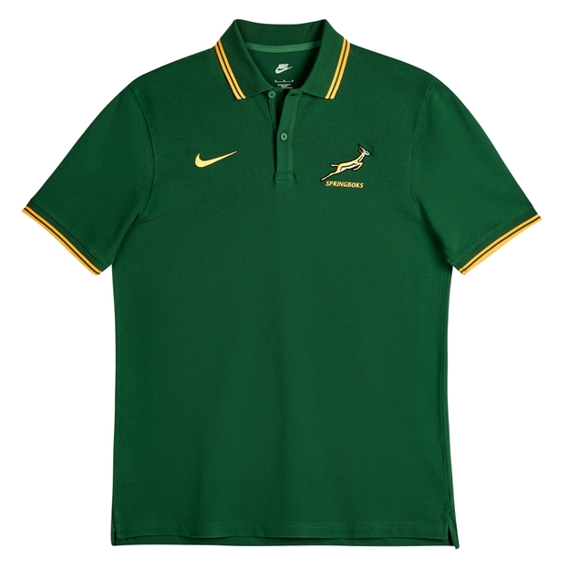 South Africa Springboks Mens Polo 26/27 Gorge Green - Flatlay View