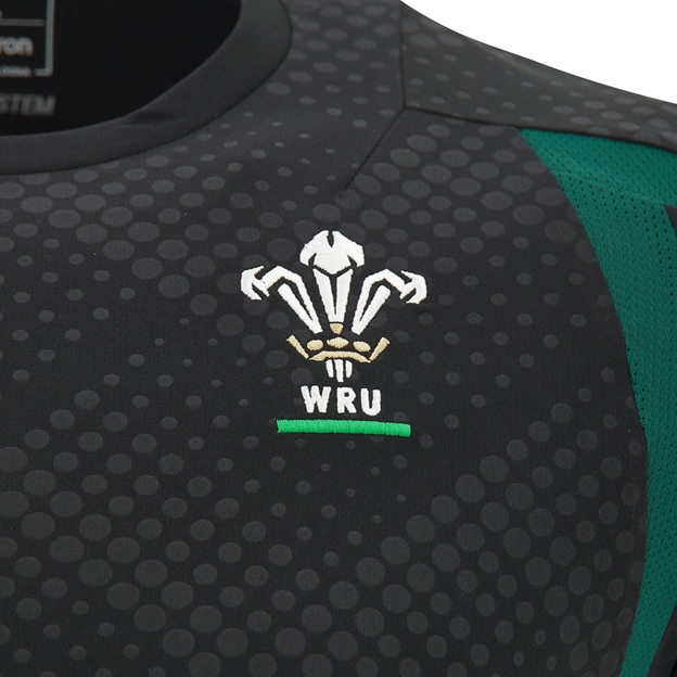 Wales Kids Training T-Shirt 26/27 Black - WRU Logo Close-up