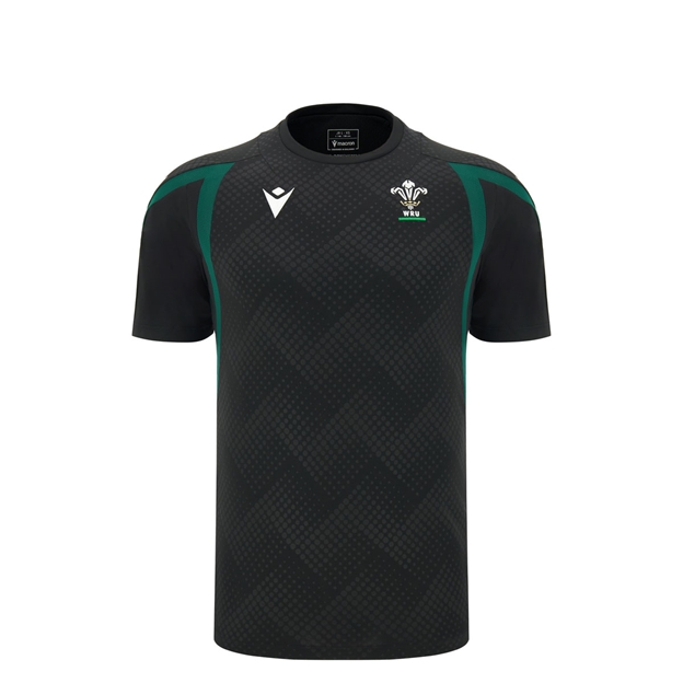 Wales Kids Training T-Shirt 26/27 Black - Front View