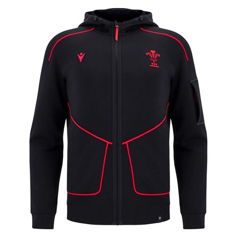 Wales Mens Travel Full Zip Hoodie 25/26 Black - Front