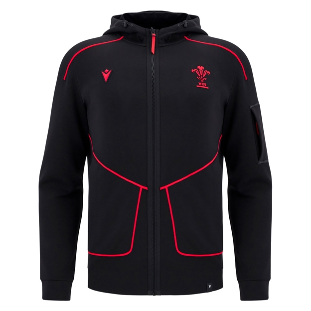 Wales Mens Travel Full Zip Hoodie 25/26 Black - Front