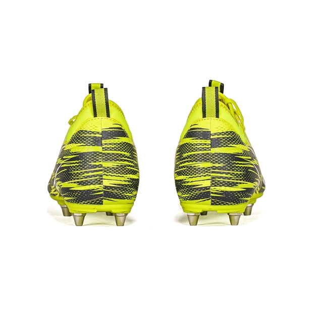 Oxen Youths Meta X 6S Soft Ground Rugby Boots Yellow Flare - Heel View