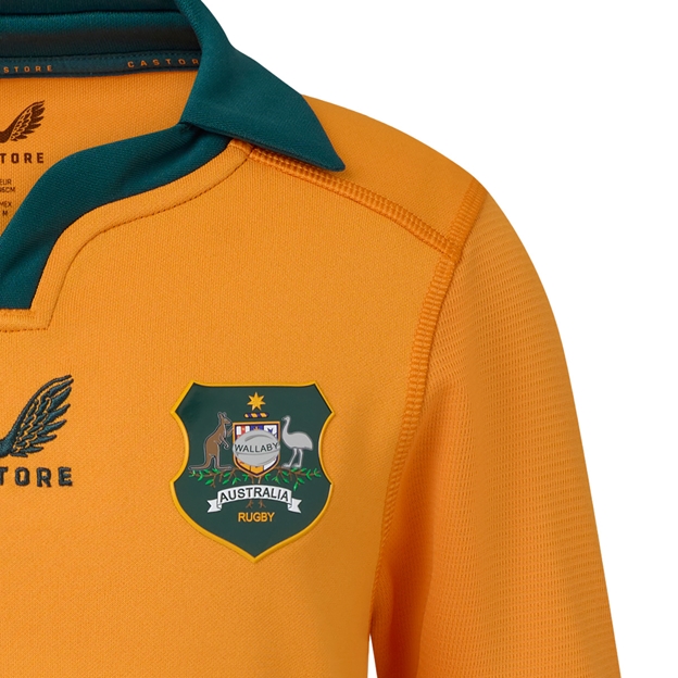 Australia Kids Home Rugby Shirt 26/27 Gold - Australia Crest