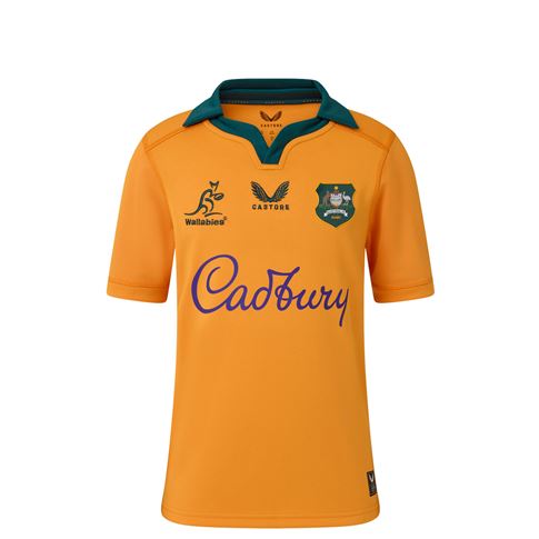 Australia Kids Home Rugby Shirt 26/27 Gold - Front