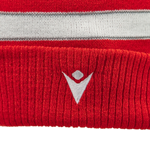 Gloucester Adults Bobble Beanie 26/27 Red - Macron Logo Close-up