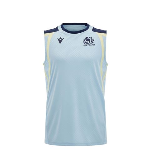 Scotland Kids Training Vest 26/27 Blue and Sand - Front View