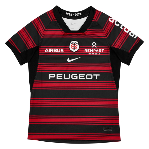 Stade Toulousain Mens Home Rugby Shirt 25/26 Black - Flat Lay