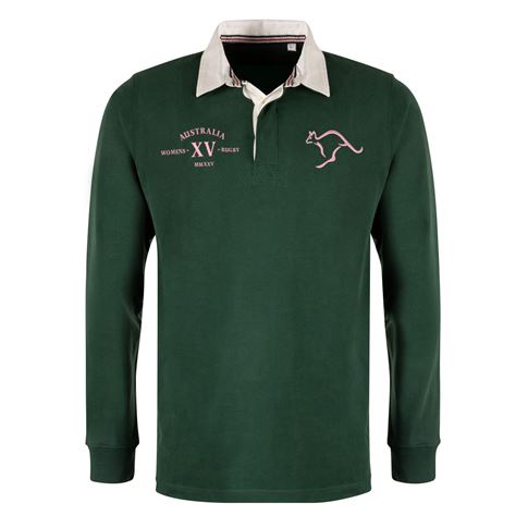 Womens World Cup Australia Adults Classic Heavyweight Rugby Shirt Bottle Green - Front