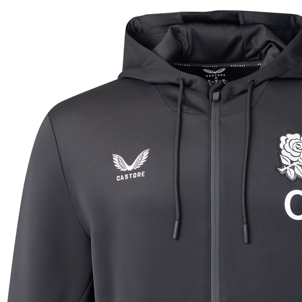 England Mens Off Pitch Full Zip Hoodie 26/27 Castore Black - Castore Close-up