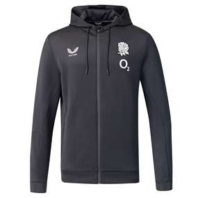 England Mens Off Pitch Full Zip Hoodie 26/27 Castore Black - Front View