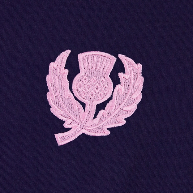 Womens World Cup Scotland Kids Classic Hoodie Navy - Thistle Embroidery in Pink