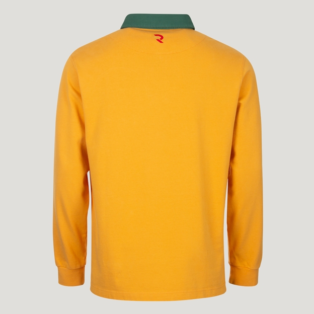 Australia Mens 1899 Origins Crest Rugby Shirt Long Sleeve Gold - Back View