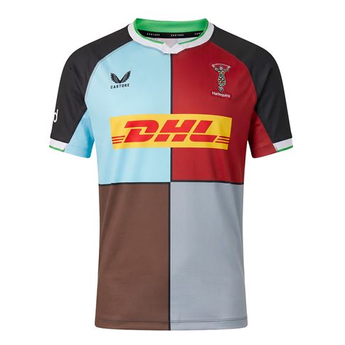 Harlequins Mens Home Rugby Shirt 26/27 Black - Front View