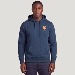 Tonga 1923 Crest Adults Cotton Hoodie Petrol Blue - Model Front View