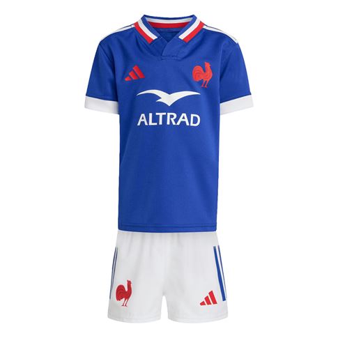 France Infants Home Rugby Kit Lucid Blue 25/26 - Front Full Set View