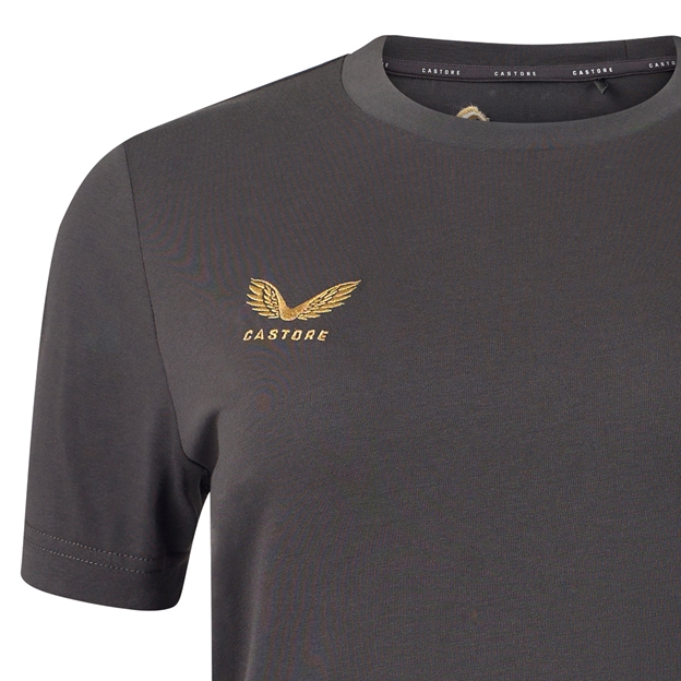 Saracens Mens 150th Anniversary T-Shirt 26/27 Gunmetal - Caastore Logo Close-up