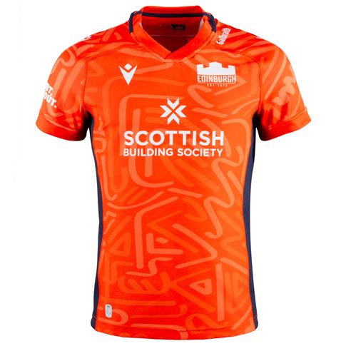 Edinburgh Mens Training Rugby Shirt 26/27 Orange/ Navy - Front View