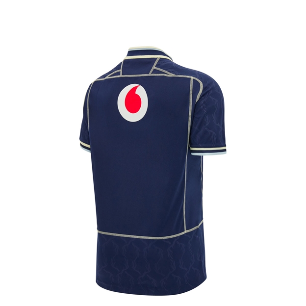 Scotland Kids Home Rugby Shirt 26/27 Navy and Sand - Back View