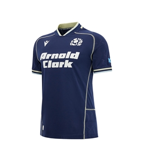 Scotland Kids Home Rugby Shirt 26/27 Navy and Sand - Front View
