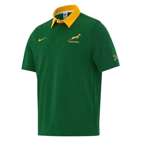 South Africa Springboks Mens Home Rugby Shirt 26/27 Gorge Green - Front View