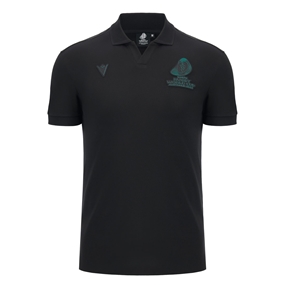 Rugby World Cup 2027 Mens Athleisure Cotton Polo - Black/Turquoise - Front