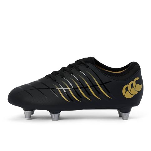 Canterbury Kids Phoenix 2.0 Team Soft Ground Rugby Boots Black - Outstep View