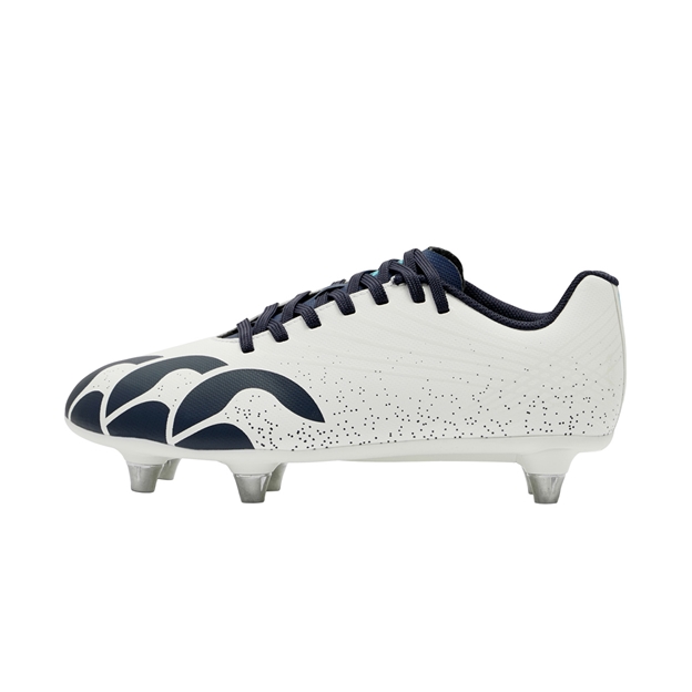 Canterbury Kids Stampede Groundbreak Team Soft Ground Rugby Boots White - Outstep View