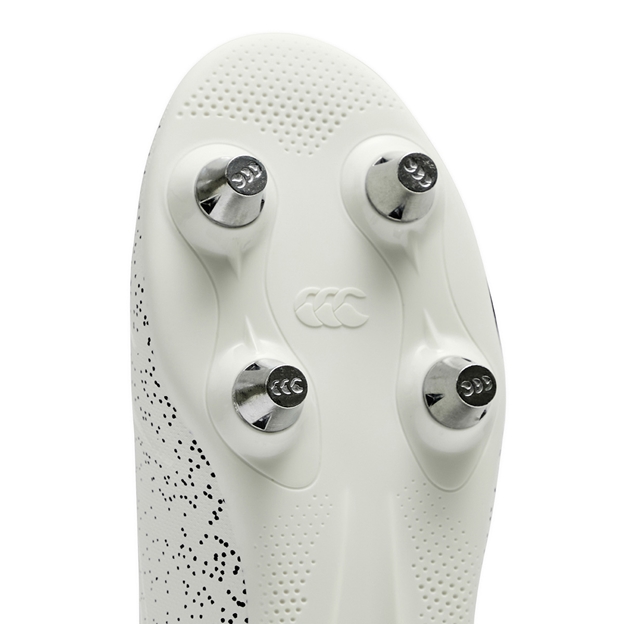 Canterbury Kids Stampede Groundbreak Team Soft Ground Rugby Boots White - Forefoot Close-up