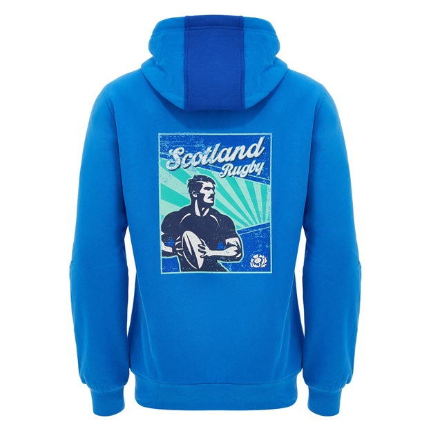 Scotland Mens Leisure Cotton Hoodie 26/27 Blue White and Green - Back View