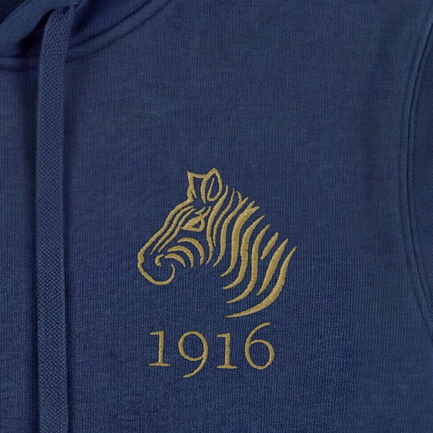 Namibia 1916 Adults Cotton Hoodie Petrol Blue - Embroidery Close-up