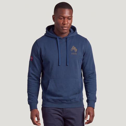Namibia 1916 Adults Cotton Hoodie Petrol Blue - Model Front View