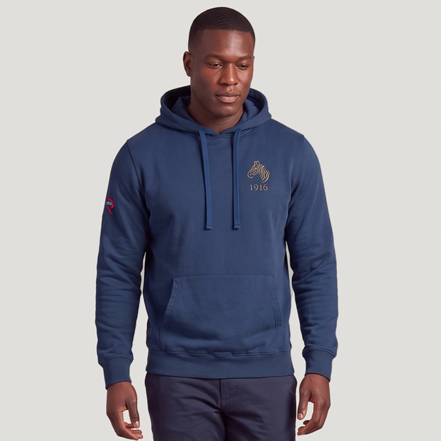 Namibia 1916 Adults Cotton Hoodie Petrol Blue - Model Front View