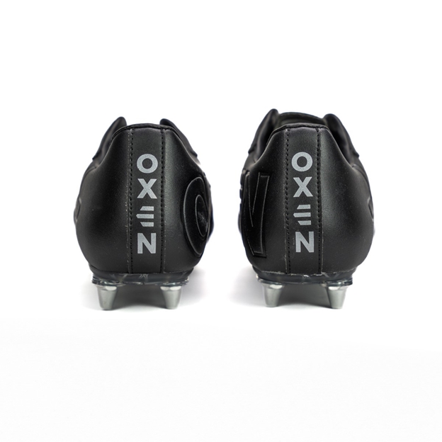 Oxen Adults Raptor Pro Soft Ground Rugby Boots-Black/Silver - Heel