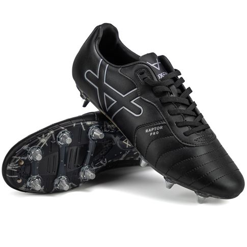 Oxen Adults Raptor Pro Soft Ground Rugby Boots-Black/Silver - Side