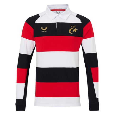 Saracens Mens 150th Anniversary Classic Rugby Shirt Long Sleeve 26/27 Brilliant White - Front View