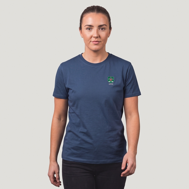 Australia 1899 Crest Pure Cotton T-Shirt Petrol Blue - Model Front