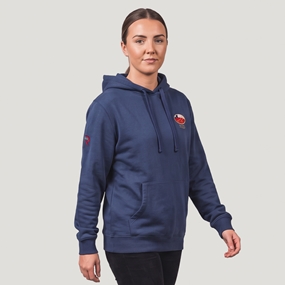 Chile 1935 Adults Cotton Hoodie Petrol Blue - Model Front View