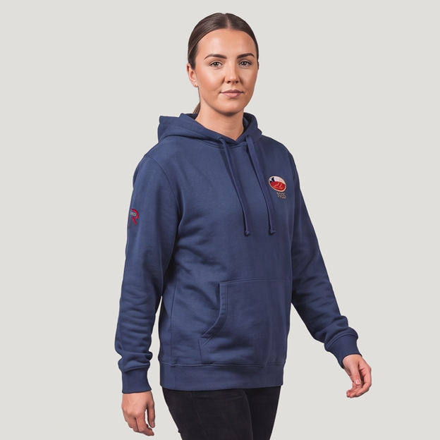 Chile 1935 Adults Cotton Hoodie Petrol Blue - Model Front View