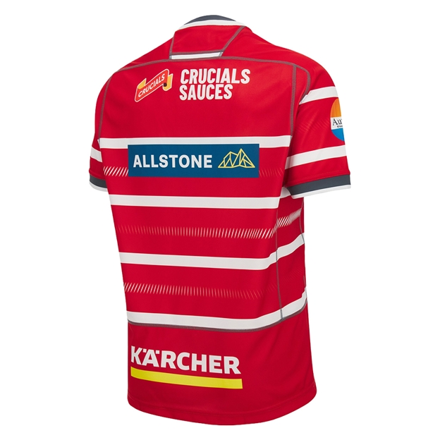 Gloucester Mens Home Rugby Shirt 26/27 Red - Back View